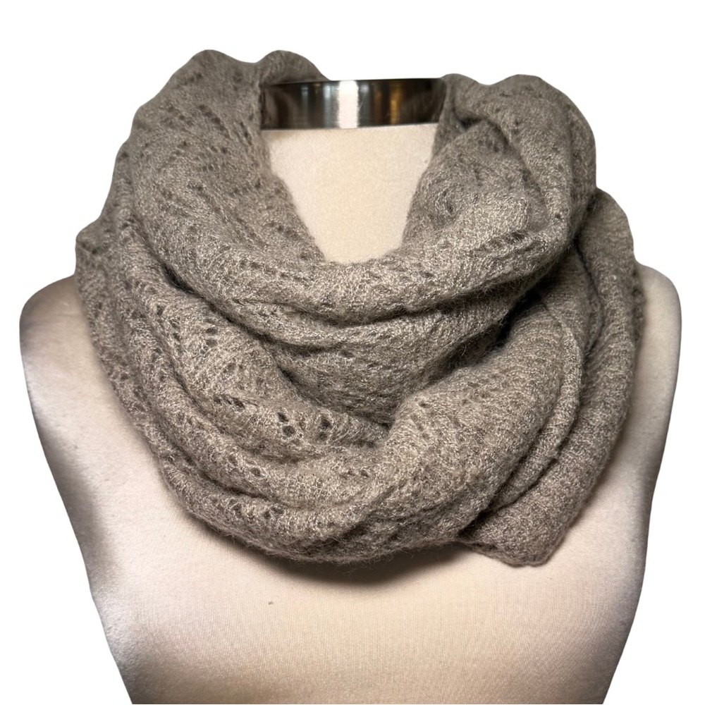 Elegant Taupe Knit Infinity Scarf